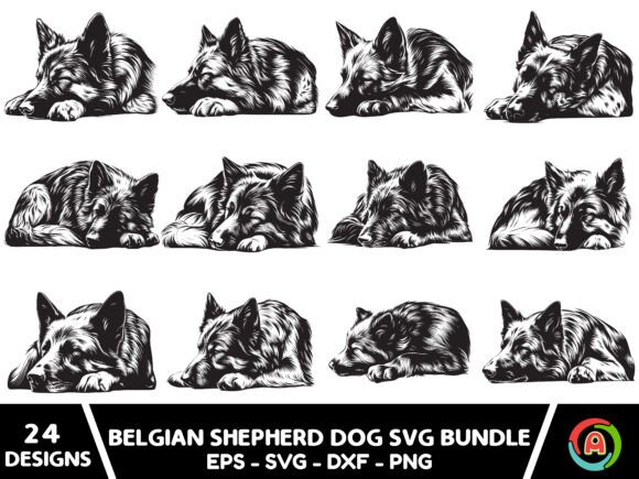 Belgian Shepherd Dog Sleeping Svg Bundle