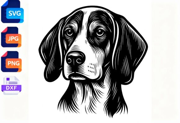 Black and White Dog Portrait SVG Art Review