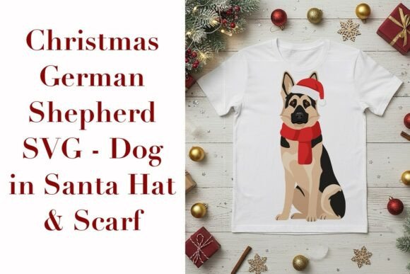 Christmas German Shepherd SVG - Dog in