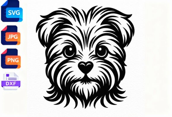Cute Dog Face SVG Black and White Art Review