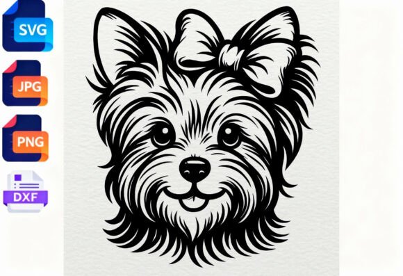 Cute Yorkie Dog Face SVG Bow Design Review