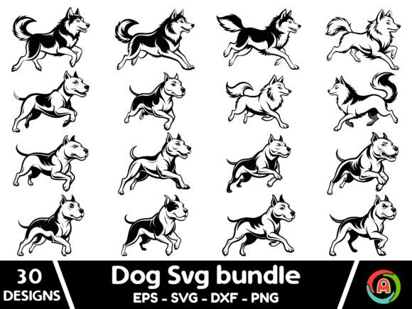 Dog Running Svg Set
