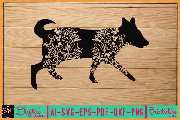 Flower Dog Animal SVG Vector 26