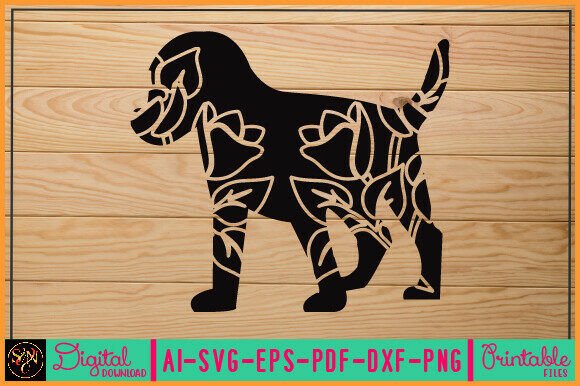 Flower Dog Animal SVG Vector 28