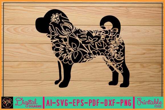 Flower Dog Animal SVG Vector 32