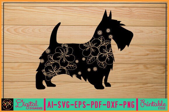 Flower Dog Animal SVG Vector 45