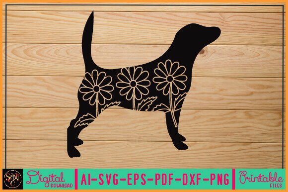 Flower Dog Animal SVG Vector 6
