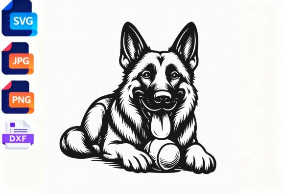 German Shepherd Dog Ball SVG Clipart Review