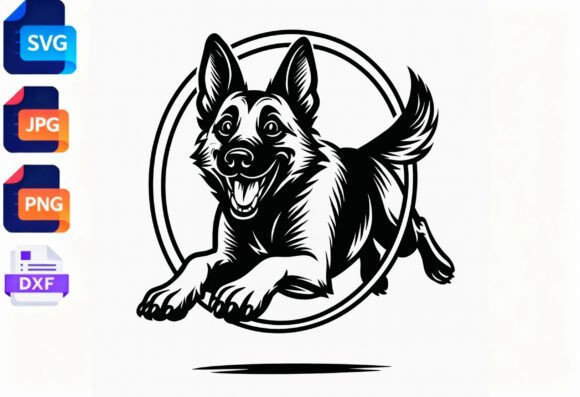 German Shepherd Dog Circle SVG Clipart