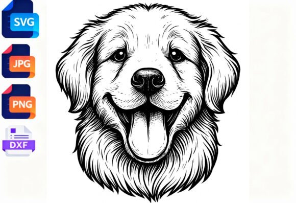 Happy Golden Retriever Dog Sketch SVG Review