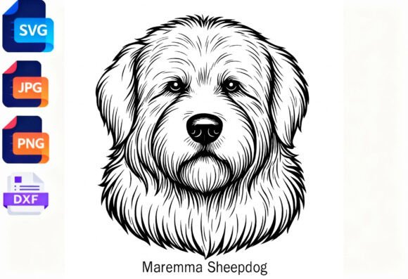 Maremma Sheepdog Line Art SVG
