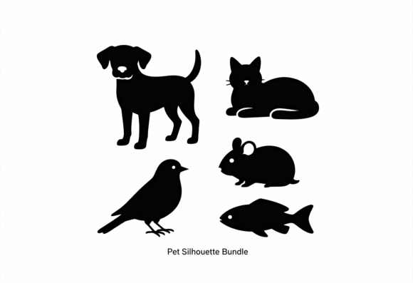 Pet Silhouettes Bundle SVG Dog Cat Bird