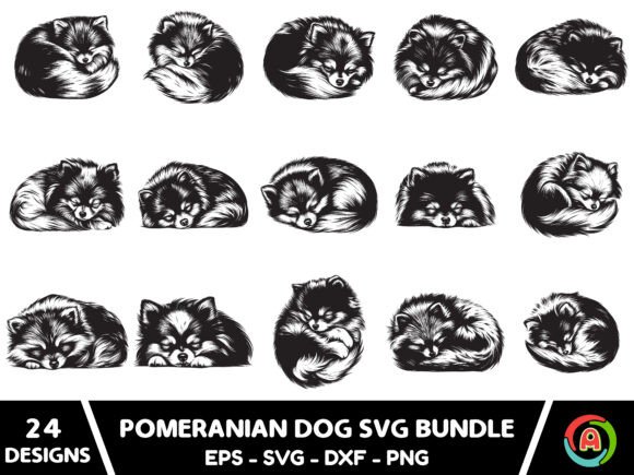 Pomeranian Dog Sleeping Svg Bundle