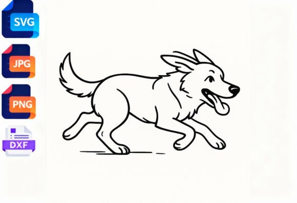Running Dog Outline SVG DXF PNG