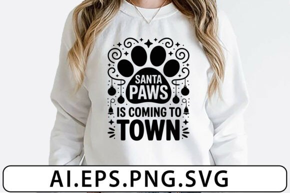 Santa Paw Coming Town Dog Lover Svg