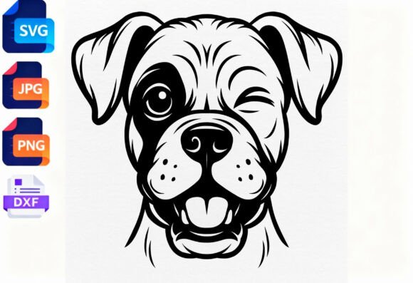 Winking Boxer Dog Face SVG Clipart Review