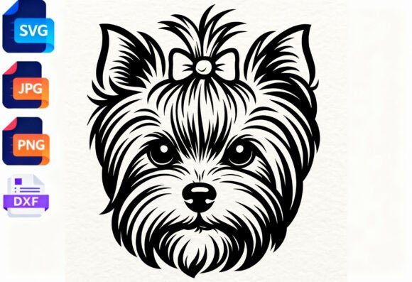 Yorkie Dog Head SVG Bow Cute Puppy Review