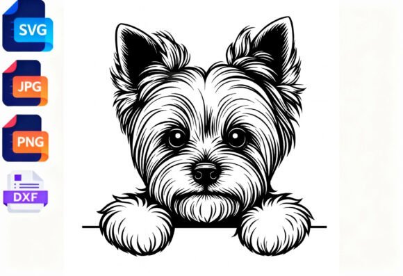 Yorkie Dog Peeking SVG Clipart Review